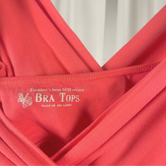 Victoria's Secret Small Bra Top Tank Top Ruched Faux Wrap V Neck Coral Vacation - Picture 4 of 7